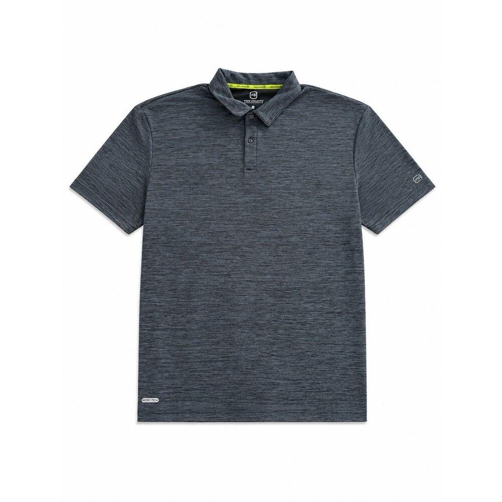 Free Country Polo Shirt Men’s 2X Blue Heather Short Sleeve Performance Shirt